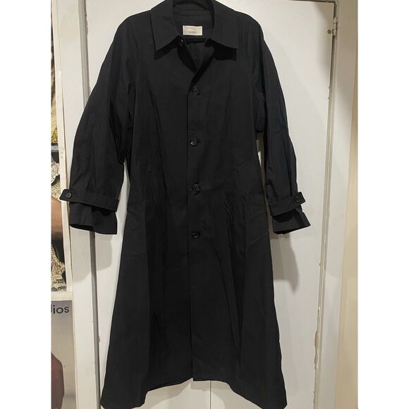 6397 Trench Coat Women’s Medium Black Cotton Nylon Fit Flare Shape Long Sleeves - Picture 5 of 16
